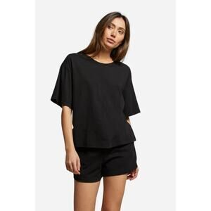 perfectwhitetee Gloria Black T-Shirt Soft Cotton Crewneck Relaxed Fit XS